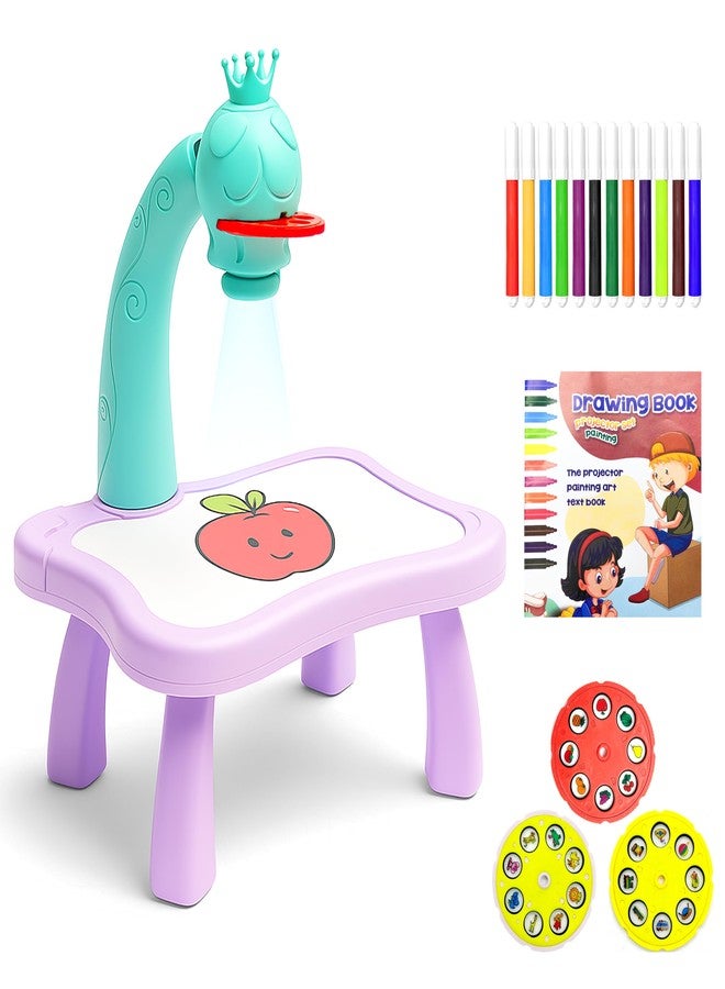 VGRASSP Creative Drawing Projection Table Toy Set for Kids with 12 Color Markers - Educational Tracing Learning Projector Desk with 3 Slides and Art Book for Boys and Girls - Color As Per Stock - Image 1